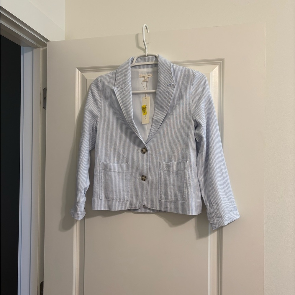 Girl’s Copper Key Light Blue Pinstripe Blazer